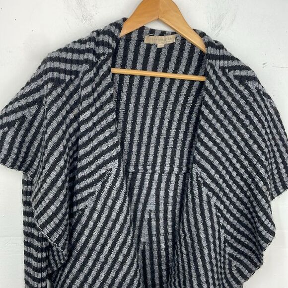 Lineamaglia Sweater Cardigan Waterfall open front Black & Gray Stripes Medium - Picture 4 of 14